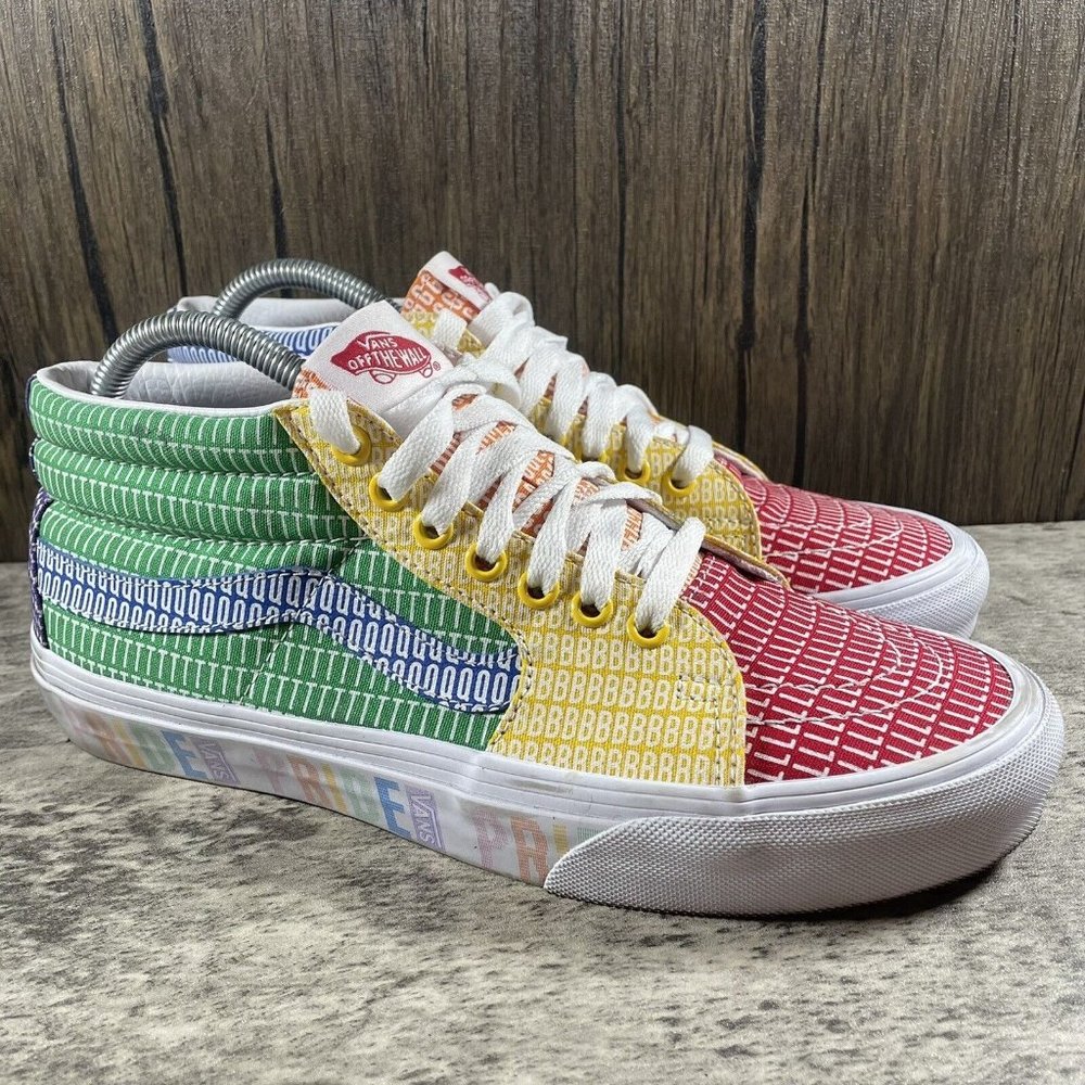 VANS Sk8-Mid PRIDE LGBTQ+ Gay Rainbow Skate Colorblock Shoes Size M 8 W 9.5